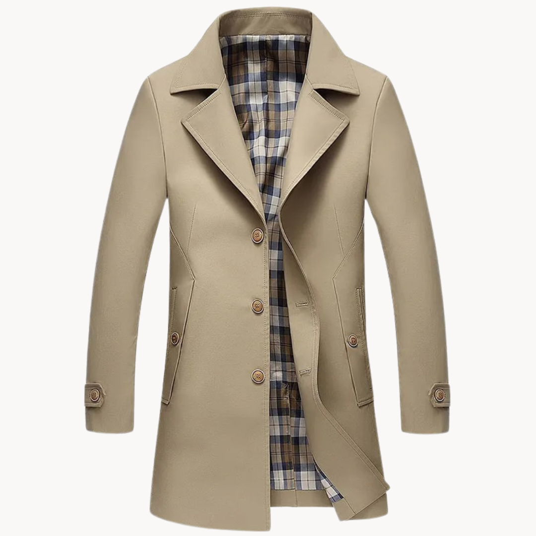 Nomade - duurzame winddichte herentrenchcoat met ontwerp