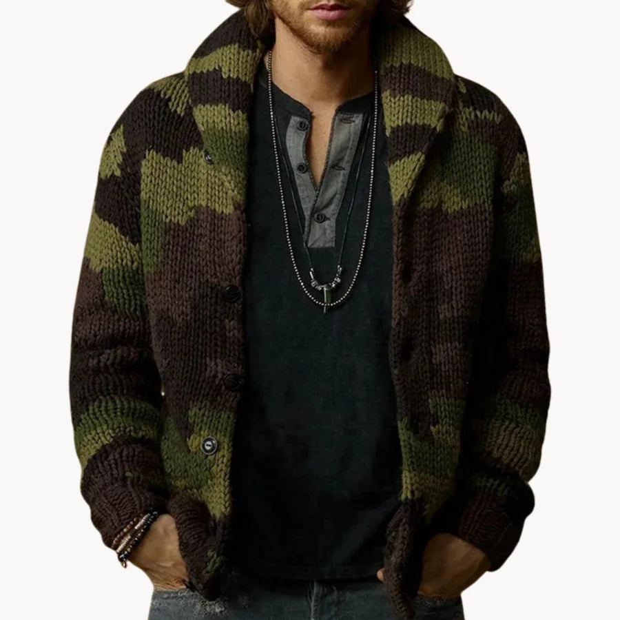Camouflage - stoer herenvest met camogebreid ontwerp