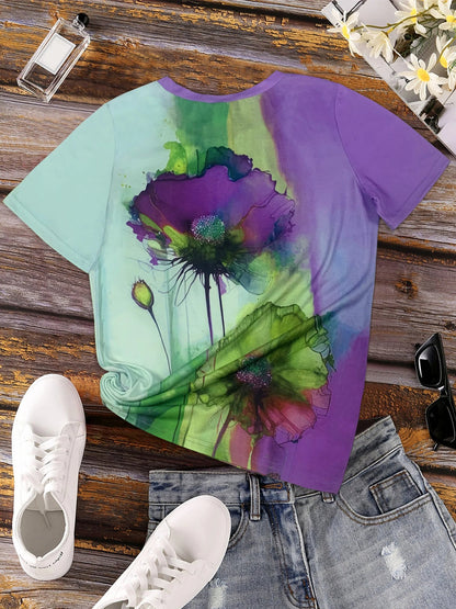 Frieda | t-shirt met bloemenprint en korte mouwen