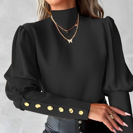 Gabriela - kant shirt met lange mouwen en knoopsluiting