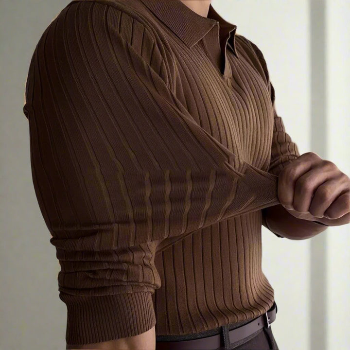 Jerald - slim-fit poloshirt met lange mouwen