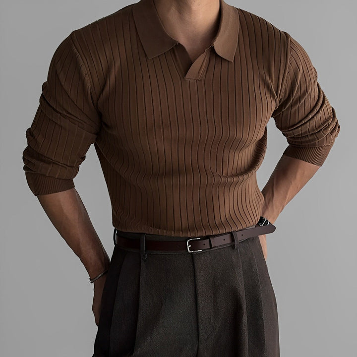 Jerald - slim-fit poloshirt met lange mouwen