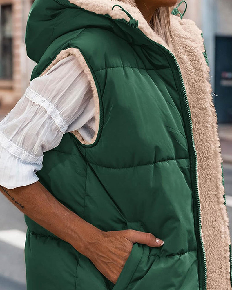 Omkeerbaar thermisch vest met capuchon