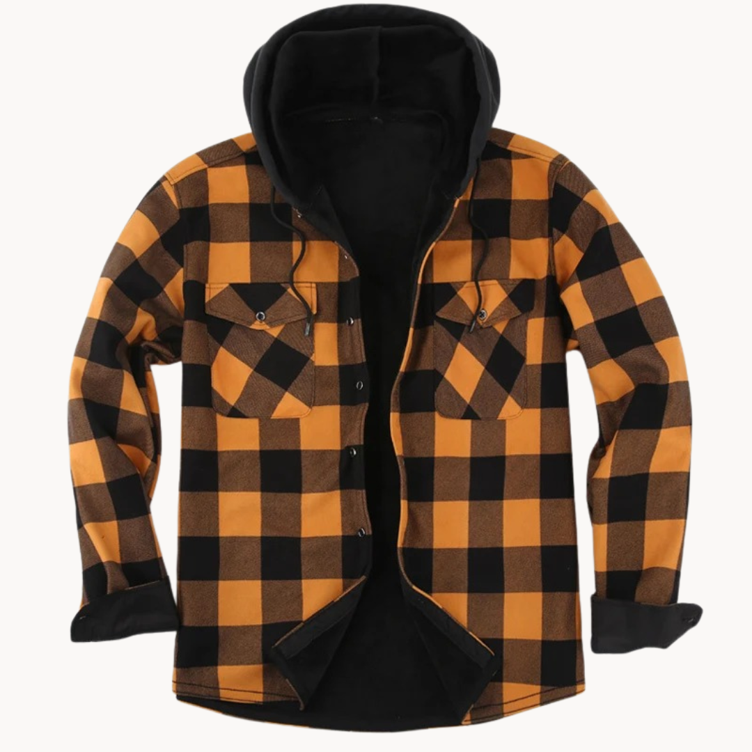 Lazzaro - cozy fleece gevoerde herenflannel jas met capuchon