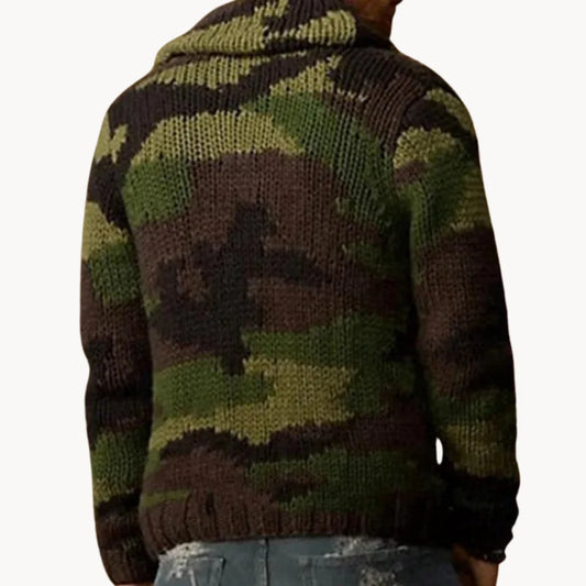 Camouflage - stoer herenvest met camogebreid ontwerp