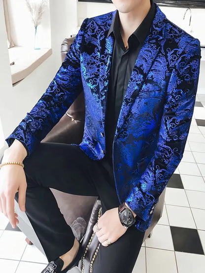 Stijlvolle en elegante herenblazer in barokpatroon
