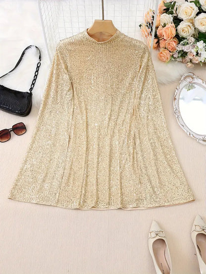 Elegante, chique mini-jurk met contrasterende pailletten