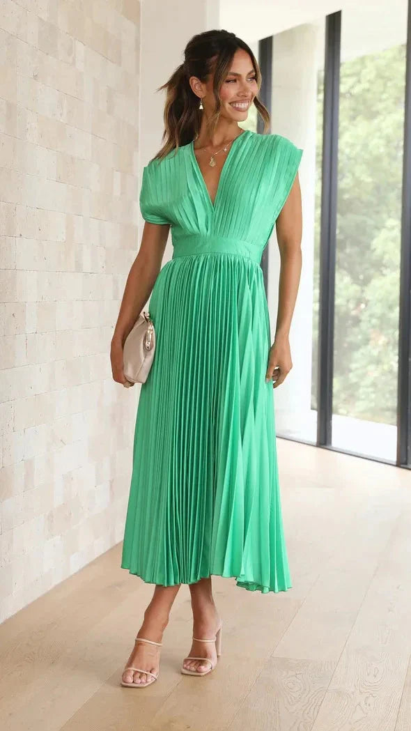 Flurina - aisha geplooide midi-jurk voor een elegante look