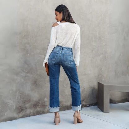 Alani - denim broek met hoge taille