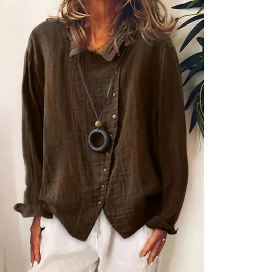 Rinamae - casual lang shirt gemaakt van katoenlinnen