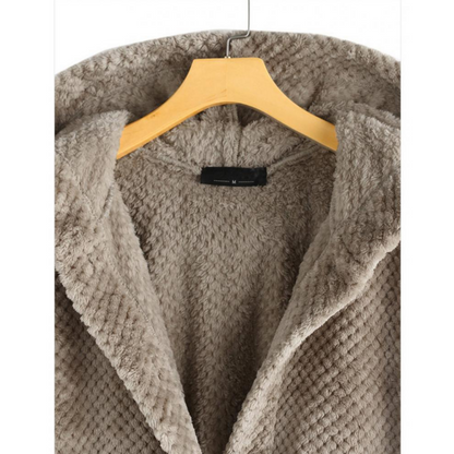 Damesfleece met capuchon en een zachte geweven structuur