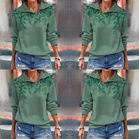 Eva - groene trui met ritssluiting