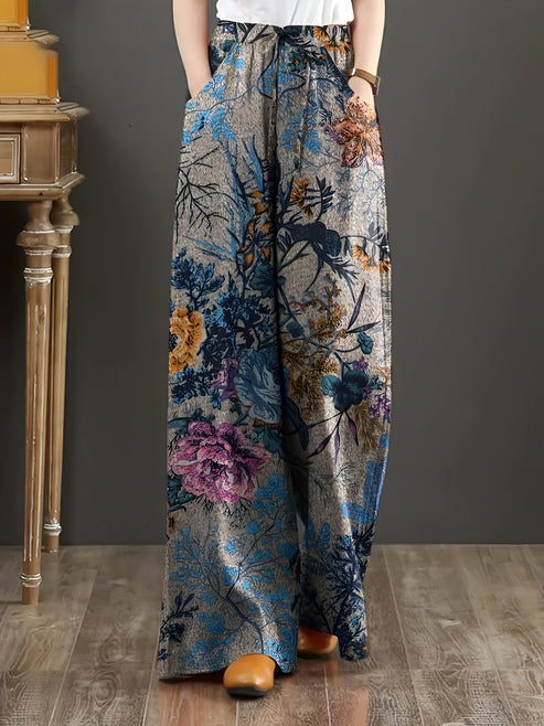 Jessica | moeiteloze broek met wijde pijpen en bloemen