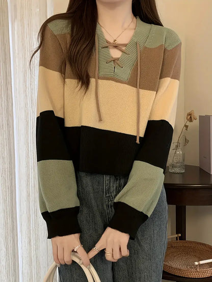 Aquila - multicolor katoenen trui met v-hals