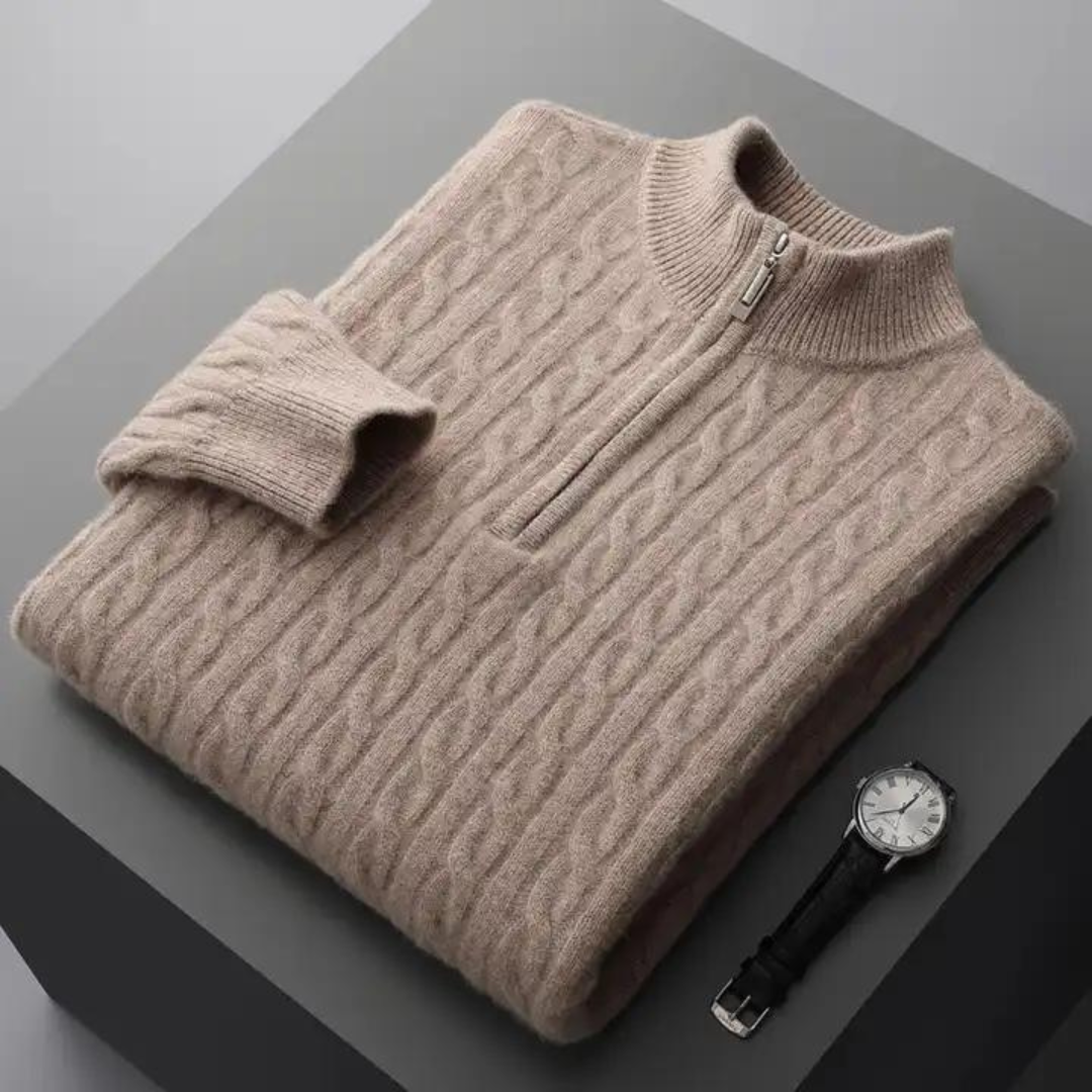 Robert - premium soft fabric herentrui met halve rits