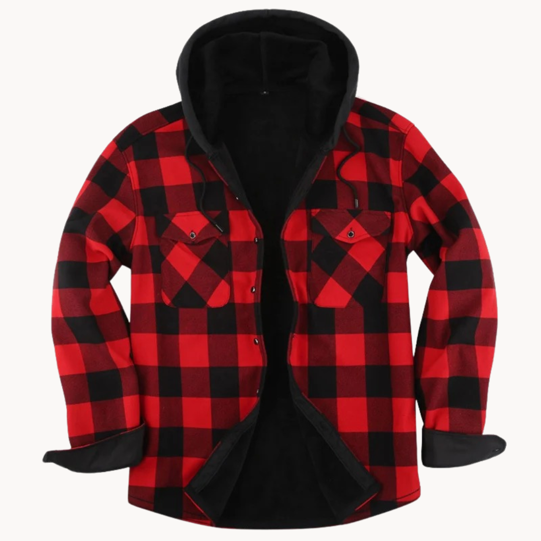Lazzaro - cozy fleece gevoerde herenflannel jas met capuchon