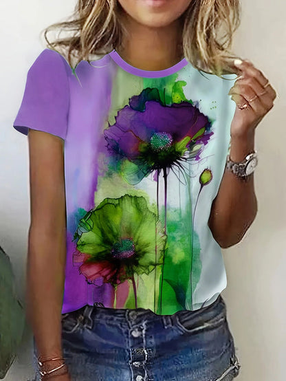 Frieda | t-shirt met bloemenprint en korte mouwen