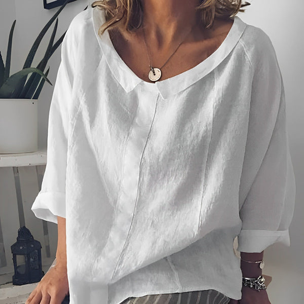 Yelena - linnen blouse met losse kraag