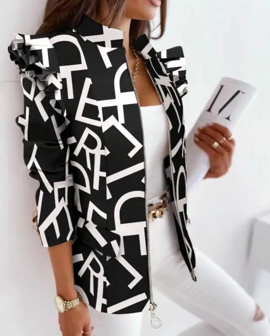 Warme damesblazer met lange mouwen voor winterse chic