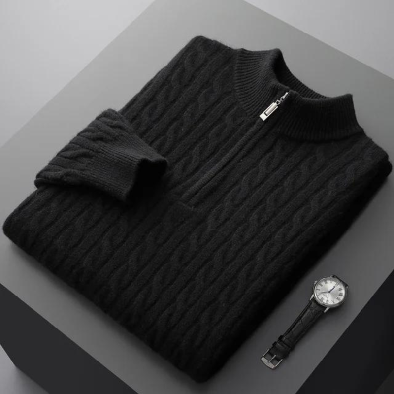 Robert - premium soft fabric herentrui met halve rits