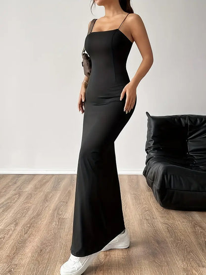 Katrina – effen cami-jurk met dijsplit