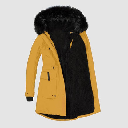 Stijlvolle - parka voor dames met zwart imitatiebont