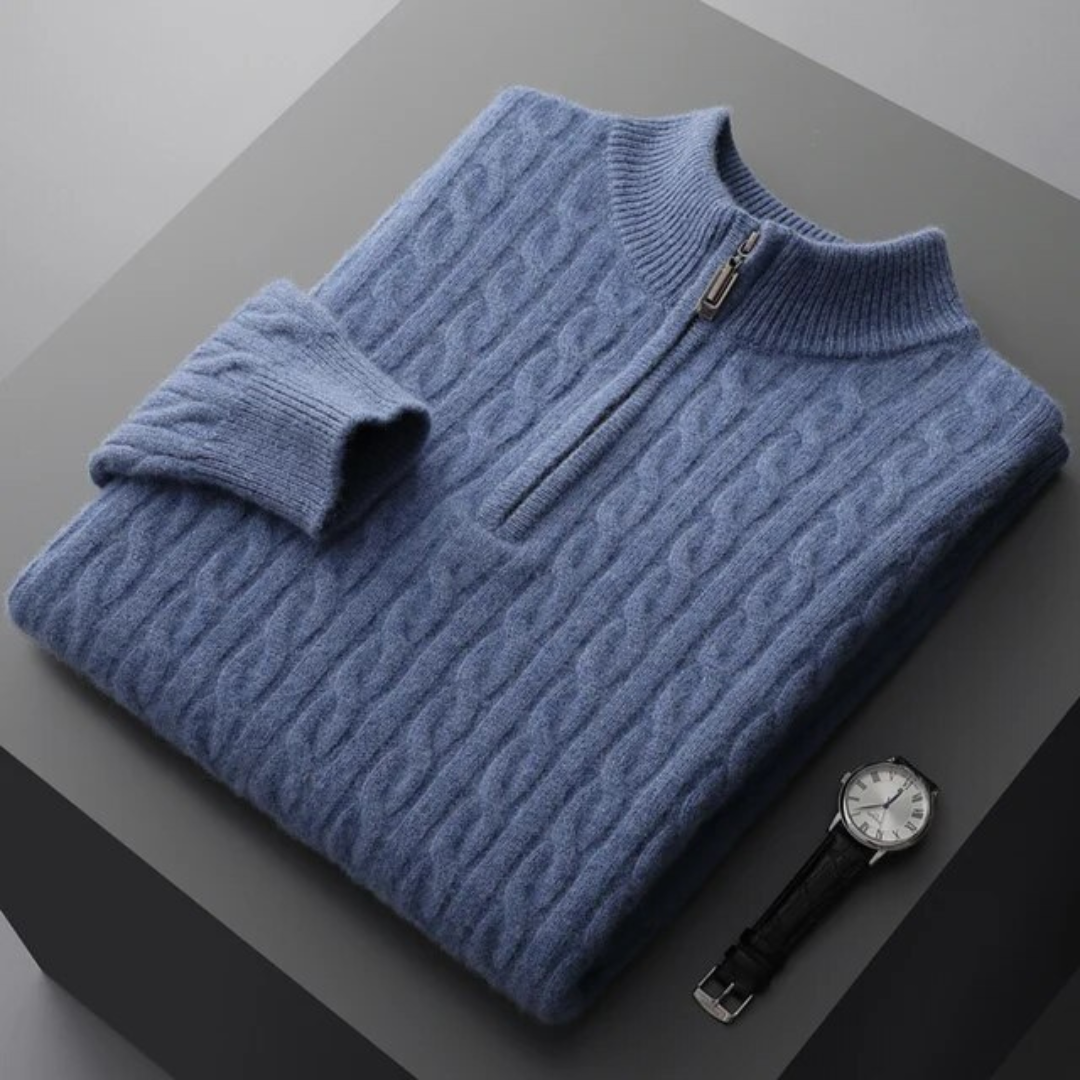 Robert - premium soft fabric herentrui met halve rits