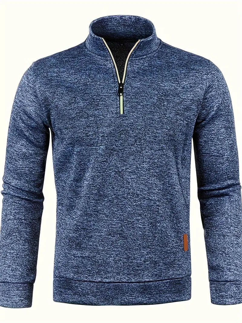 Zak - stijlvolle fleece herentrui met halve rits