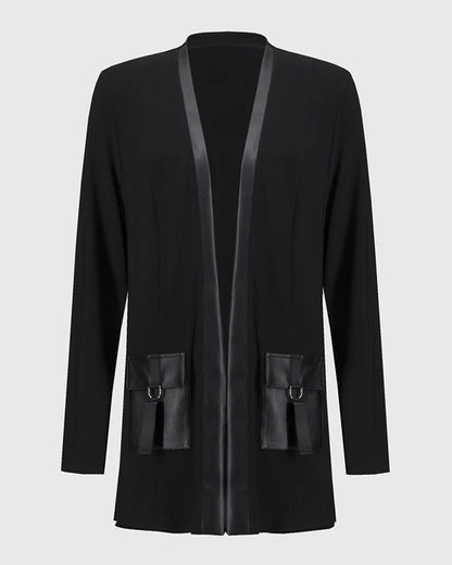 Modieuze - jas in effen patchworktas