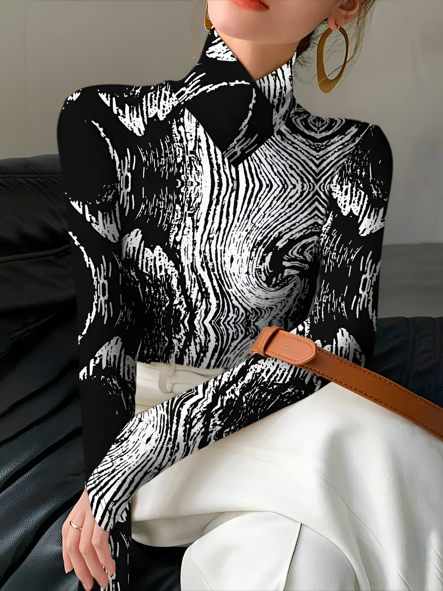 Ramón | chique gestreepte coltrui met lange mouwen