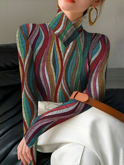 Iosefina | chique gekleurd gestreept coltrui-shirt