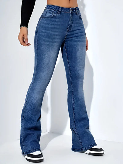 Camila - high waist flare stretch mustache jeans