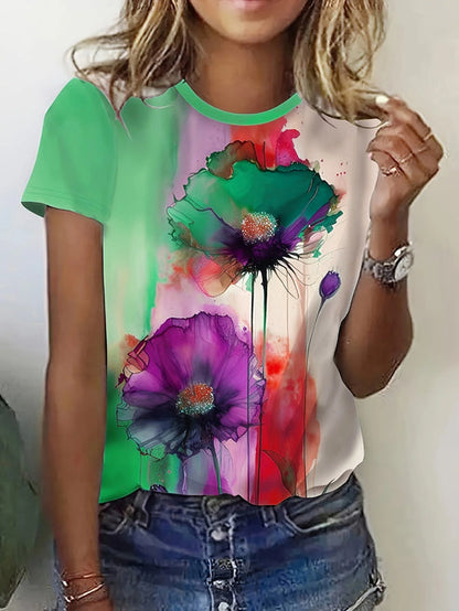 Frieda | t-shirt met bloemenprint en korte mouwen