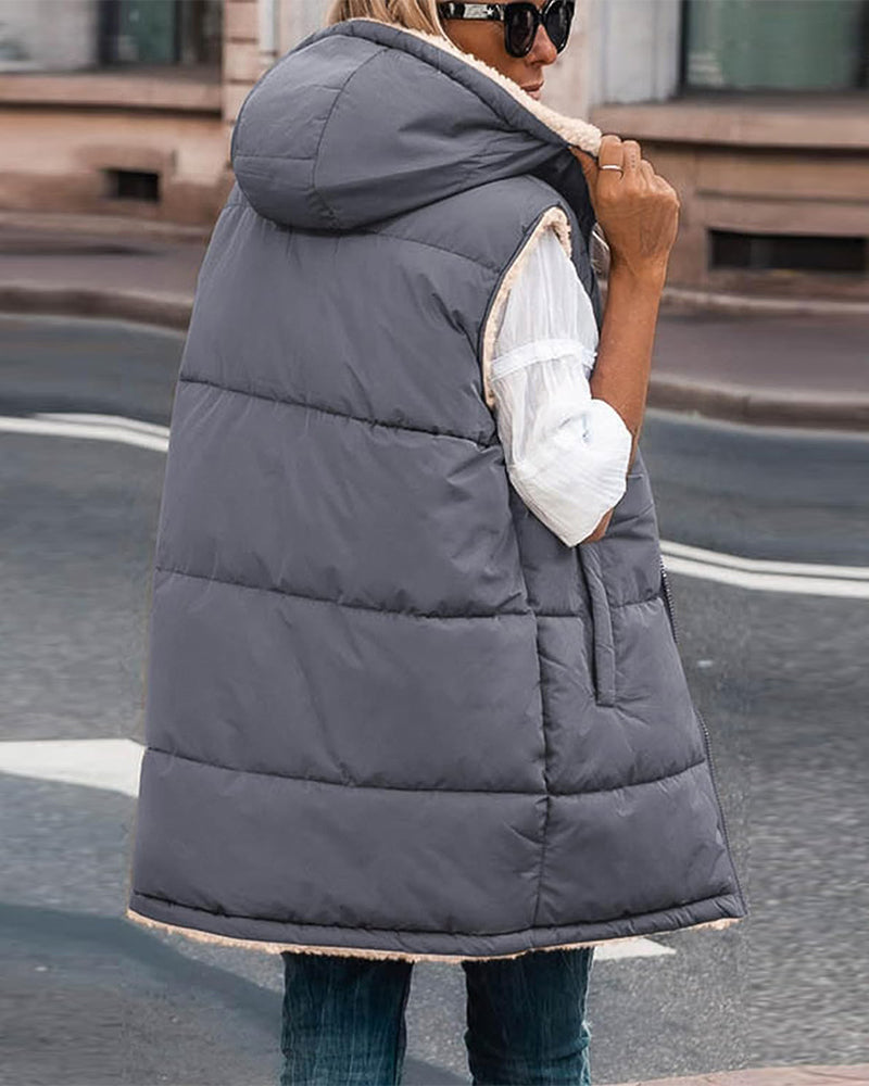 Omkeerbaar thermisch vest met capuchon