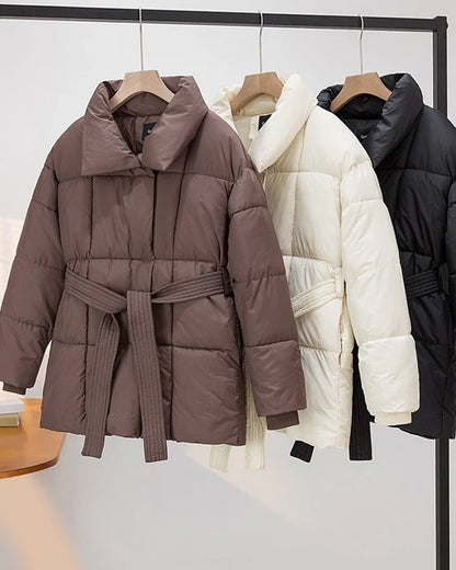 Casual - gewatteerd jasje met revers in een eenvoudige kleur