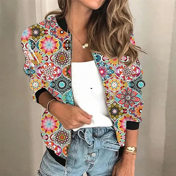 Aimee - jack met ritssluiting en print