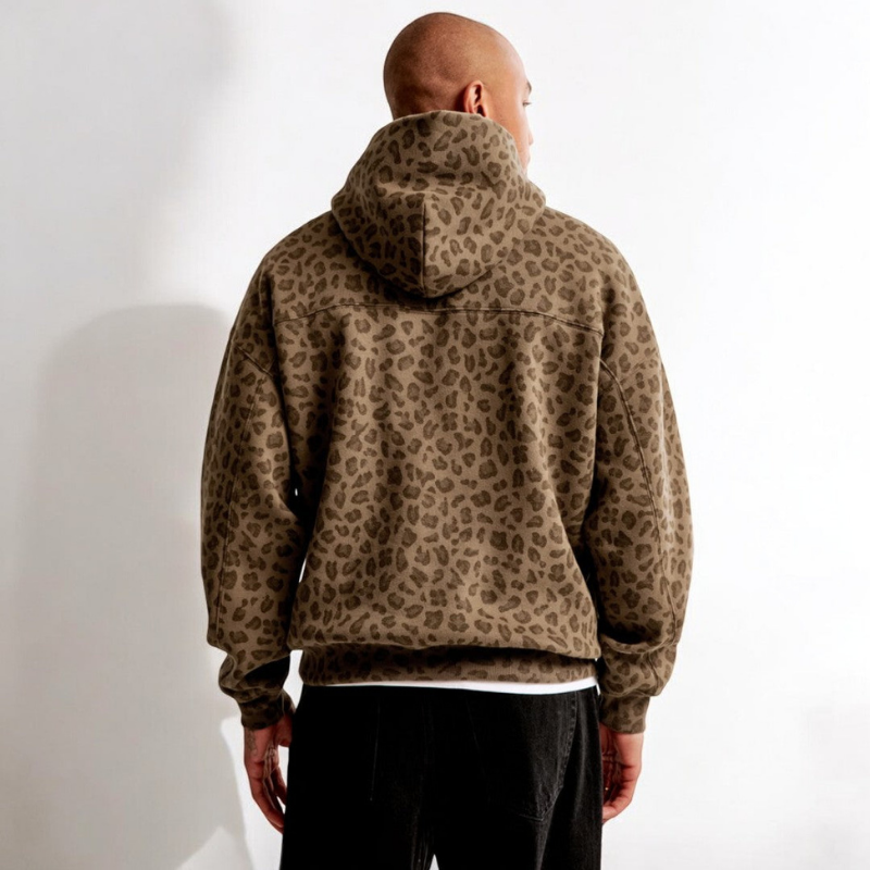 Herenhoodie met luipaardprint - stijlvol en casual voor streetwear