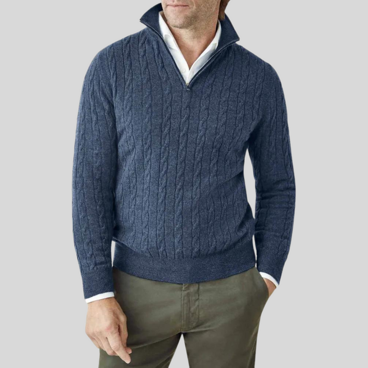 Hoge kwaliteit kasjmier herensweater met rits