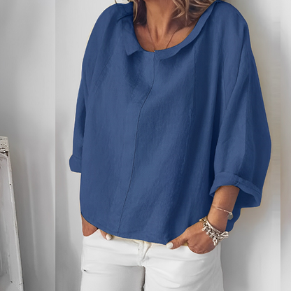 Yelena - linnen blouse met losse kraag