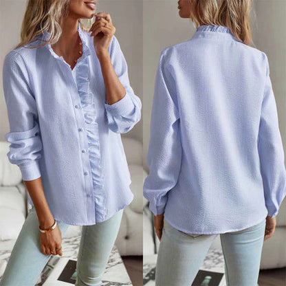 Ines - blauw overhemd met print