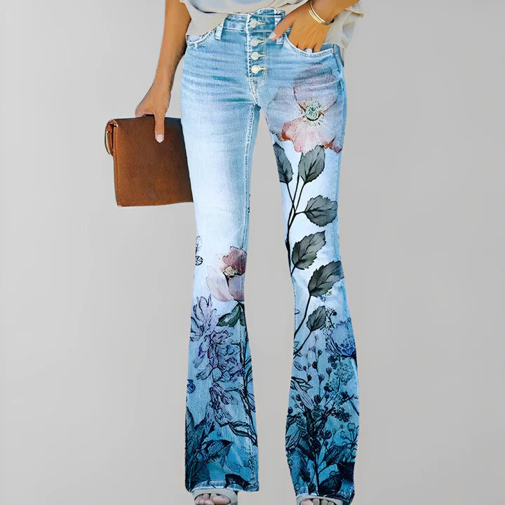 Bethanie - rechte jeans met bloemenprint