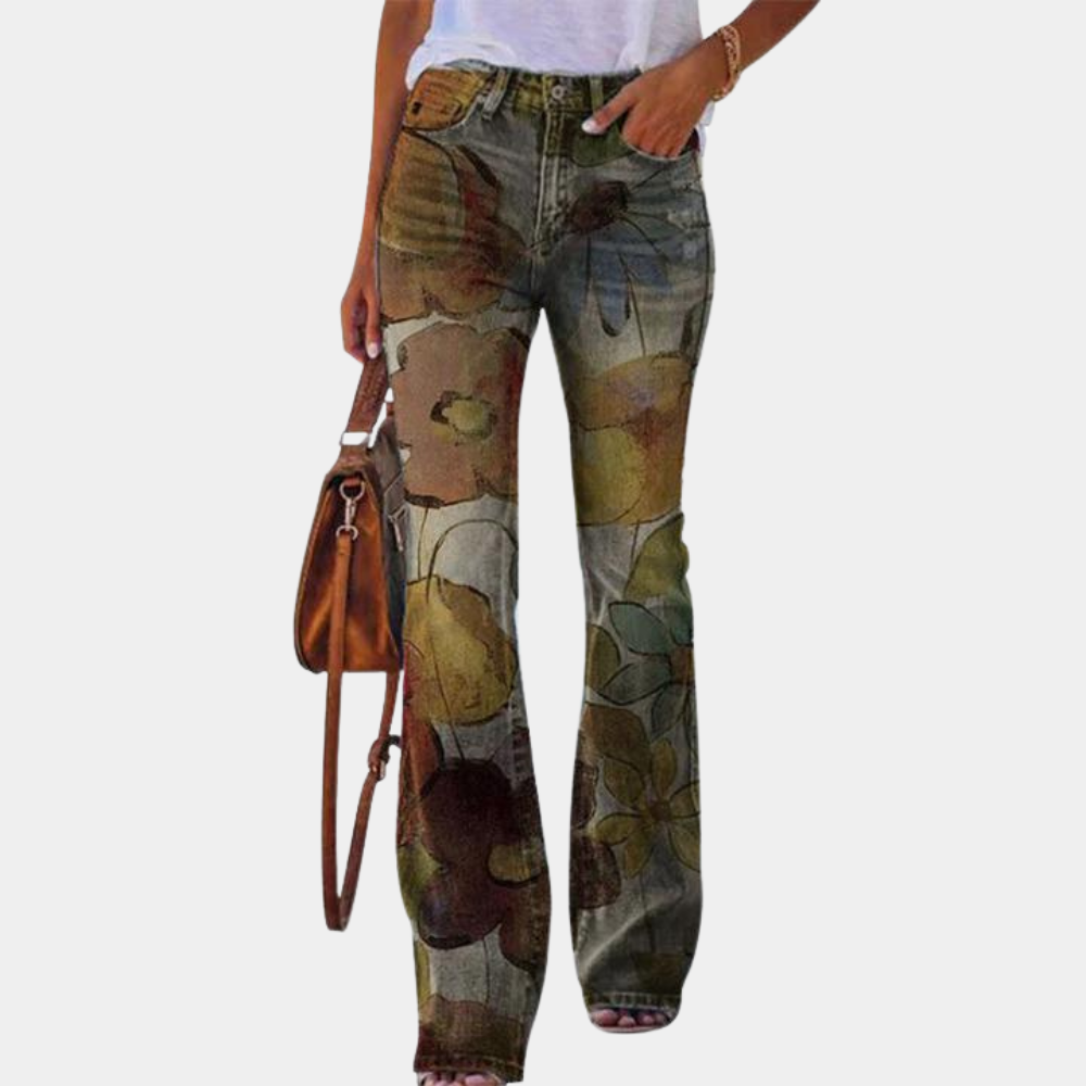 Rosmunda - Trendy flared damesjeans met modieuze knopen