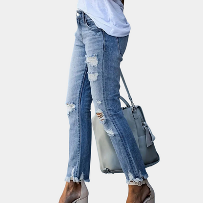 Romilly - trendy damesjeans met stoer vernield effect