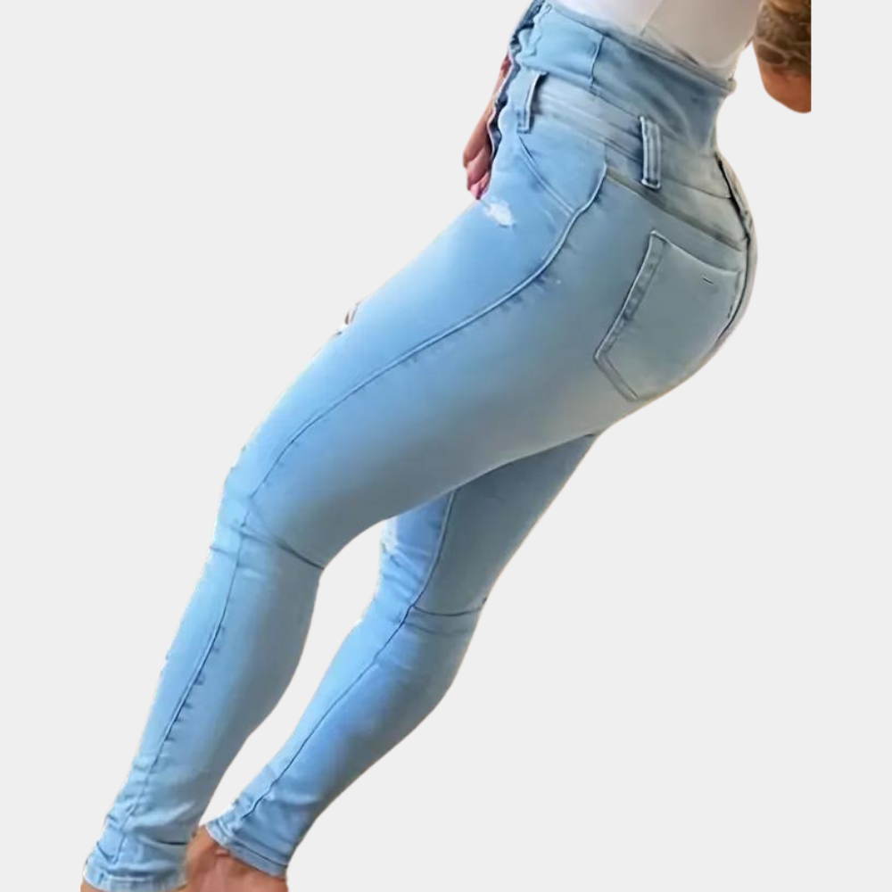 Trendy gescheurde jeans met hoge taille voor dames - Elizabete collection