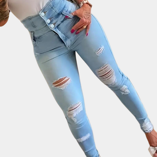 Trendy gescheurde jeans met hoge taille voor dames - Elizabete collection