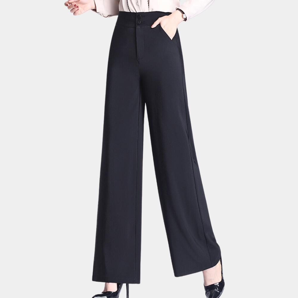 Weronika - stijlvolle hoge taille broek met vloeiende pijpen voor dames