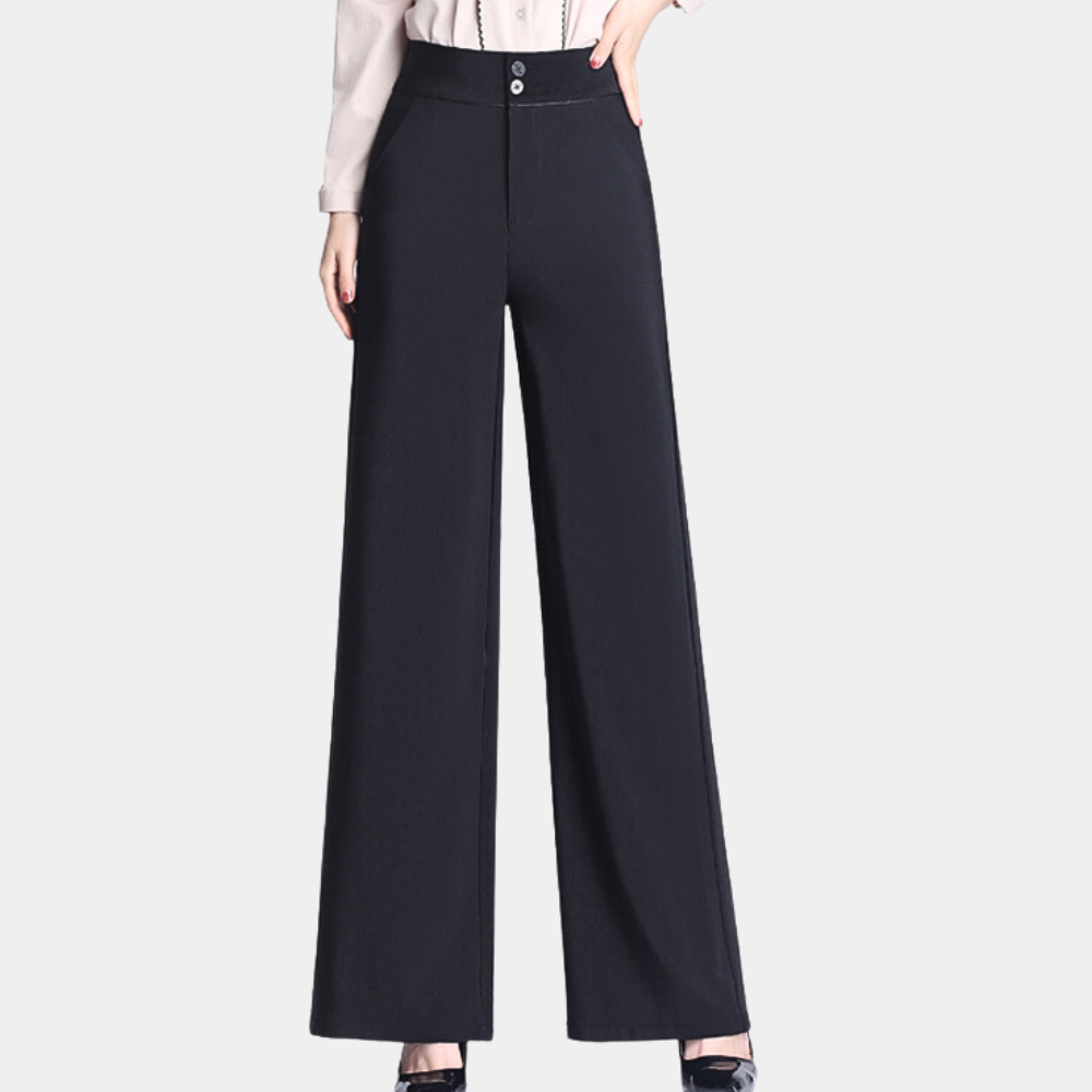 Weronika - stijlvolle hoge taille broek met vloeiende pijpen voor dames