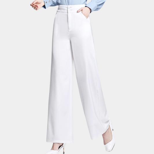 Weronika - stijlvolle hoge taille broek met vloeiende pijpen voor dames