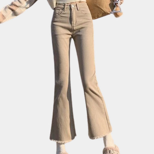 Trendy dames denim broek met uitlopende pasvorm