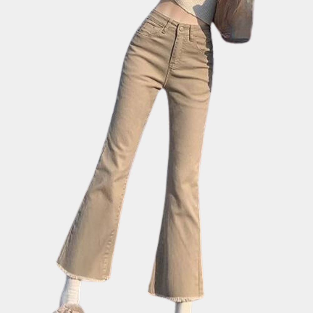 Trendy dames denim broek met uitlopende pasvorm